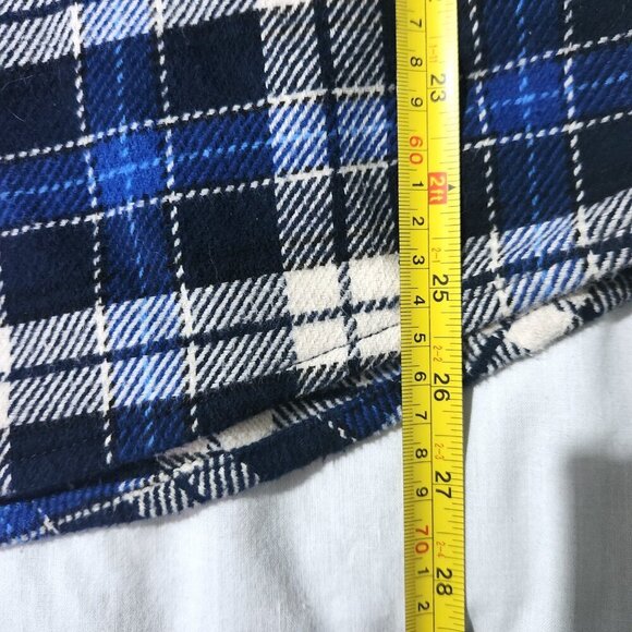 Orvis Plaid Shacket Men's Size LG Long Sleeve Heavyweight Blue Flannel Pockets - Picture 13 of 13